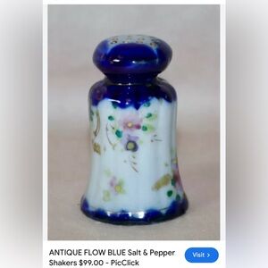 Antique flow blue salt & pepper shakers